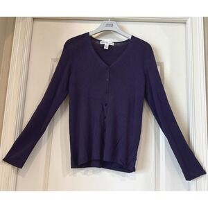Josephine Chaus Purple Long Sleeve Cardigan Size Small Career Preppy
